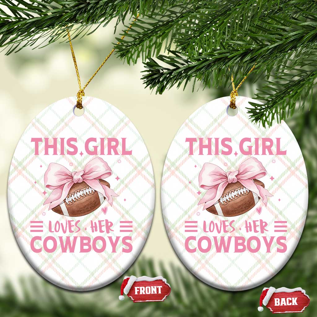This Girl Loves Her Cowboys Ceramic Ornament Pink Bow Football Fan Gift - Wonder Print Shop