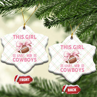 This Girl Loves Her Cowboys Ceramic Ornament Pink Bow Football Fan Gift - Wonder Print Shop