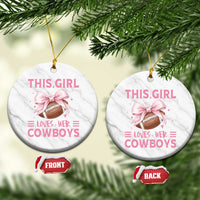 This Girl Loves Her Cowboys Ceramic Ornament Pink Bow Football Fan Gift - Wonder Print Shop