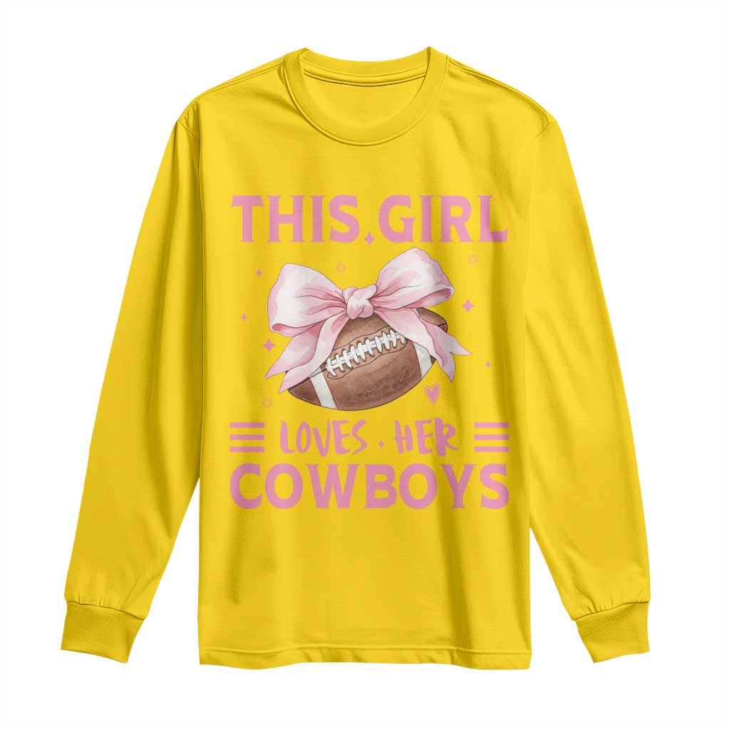 This Girl Loves Her Cowboys Long Sleeve Shirt Pink Bow Football Fan Gift - Wonder Print Shop