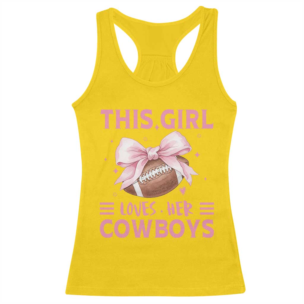 This Girl Loves Her Cowboys Racerback Tank Top Pink Bow Football Fan Gift - Wonder Print Shop