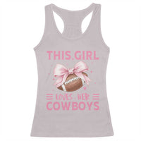 This Girl Loves Her Cowboys Racerback Tank Top Pink Bow Football Fan Gift - Wonder Print Shop