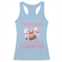 This Girl Loves Her Cowboys Racerback Tank Top Pink Bow Football Fan Gift - Wonder Print Shop