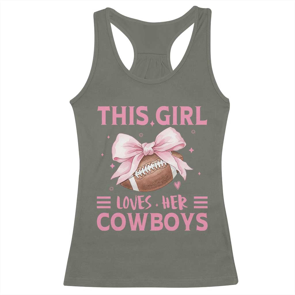 This Girl Loves Her Cowboys Racerback Tank Top Pink Bow Football Fan Gift - Wonder Print Shop