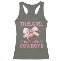 This Girl Loves Her Cowboys Racerback Tank Top Pink Bow Football Fan Gift - Wonder Print Shop