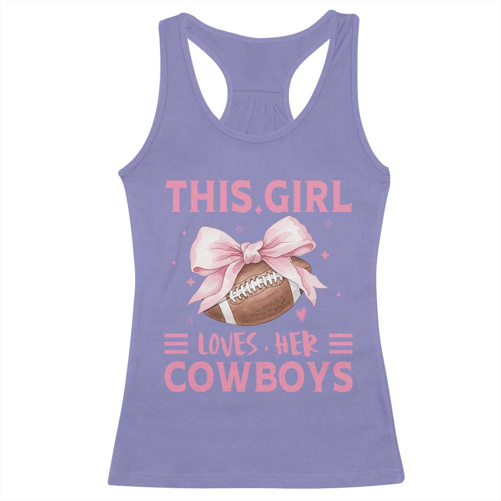 This Girl Loves Her Cowboys Racerback Tank Top Pink Bow Football Fan Gift - Wonder Print Shop