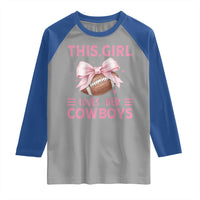 This Girl Loves Her Cowboys Raglan Shirt Pink Bow Football Fan Gift - Wonder Print Shop