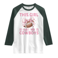 This Girl Loves Her Cowboys Raglan Shirt Pink Bow Football Fan Gift - Wonder Print Shop