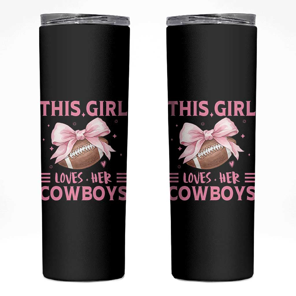 This Girl Loves Her Cowboys Skinny Tumbler Pink Bow Football Fan Gift - Wonder Print Shop