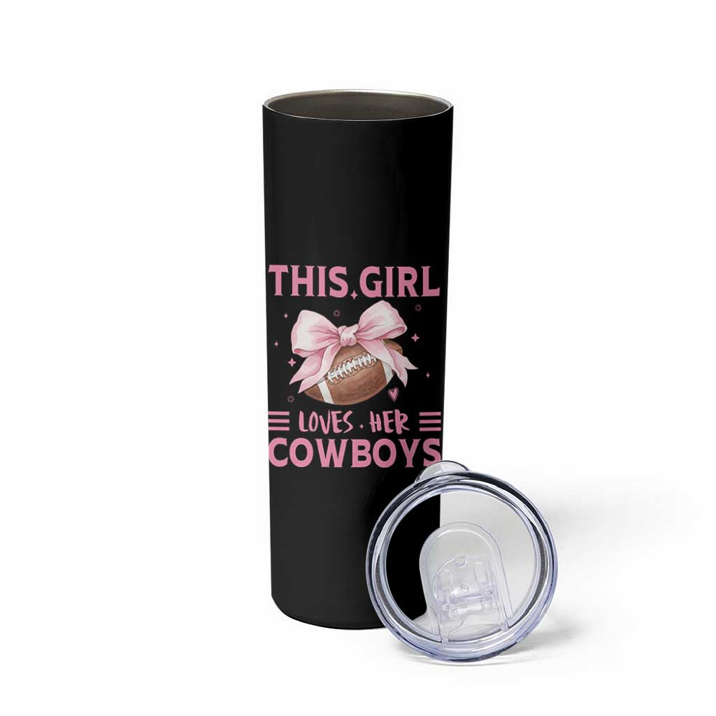 This Girl Loves Her Cowboys Skinny Tumbler Pink Bow Football Fan Gift - Wonder Print Shop