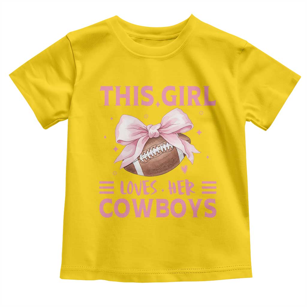 This Girl Loves Her Cowboys Toddler T Shirt Pink Bow Football Fan Gift - Wonder Print Shop