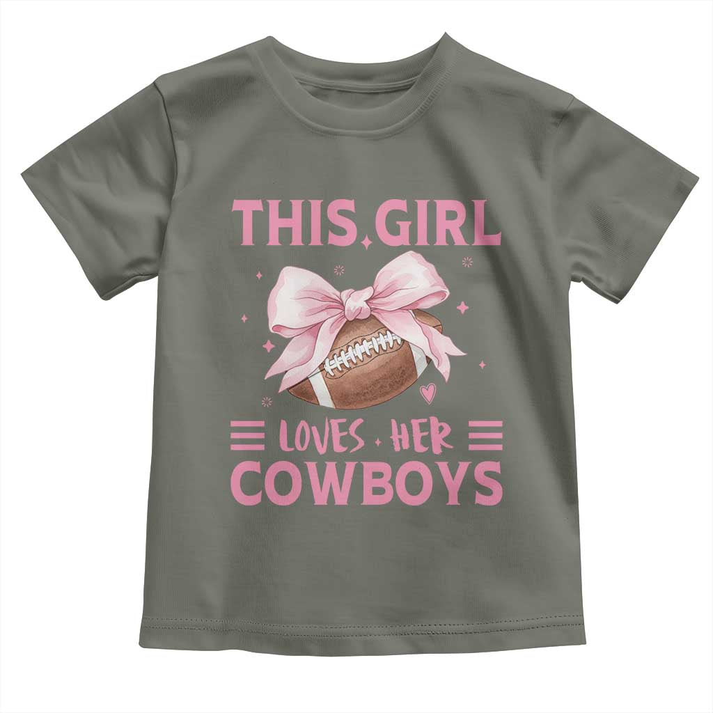 This Girl Loves Her Cowboys Toddler T Shirt Pink Bow Football Fan Gift - Wonder Print Shop