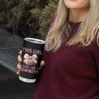 This Girl Loves Her Cowboys Tumbler Cup Pink Bow Football Fan Gift - Wonder Print Shop