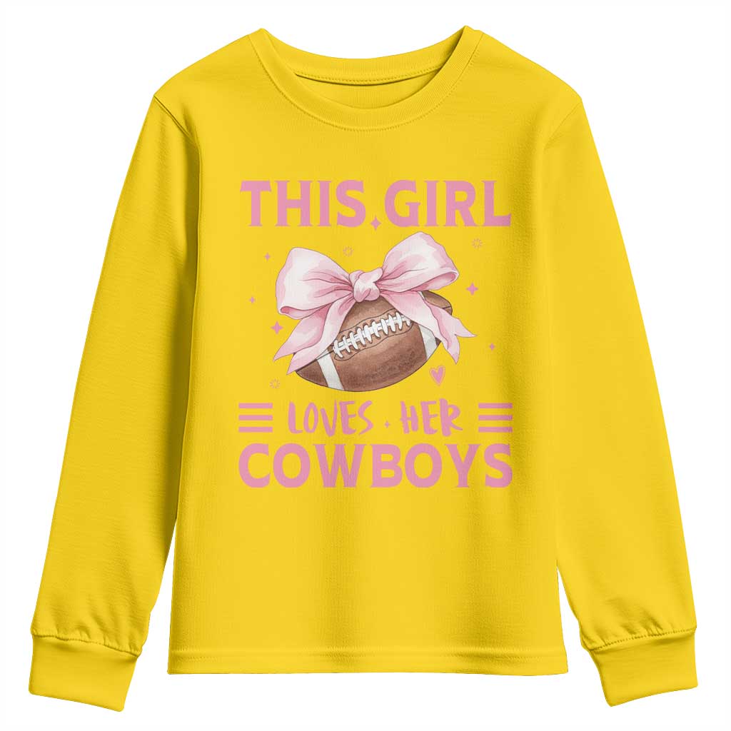 This Girl Loves Her Cowboys Youth Sweatshirt Pink Bow Football Fan Gift - Wonder Print Shop