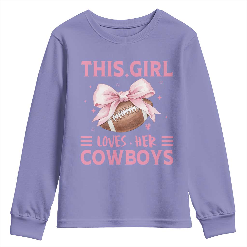 This Girl Loves Her Cowboys Youth Sweatshirt Pink Bow Football Fan Gift - Wonder Print Shop
