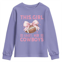 This Girl Loves Her Cowboys Youth Sweatshirt Pink Bow Football Fan Gift - Wonder Print Shop