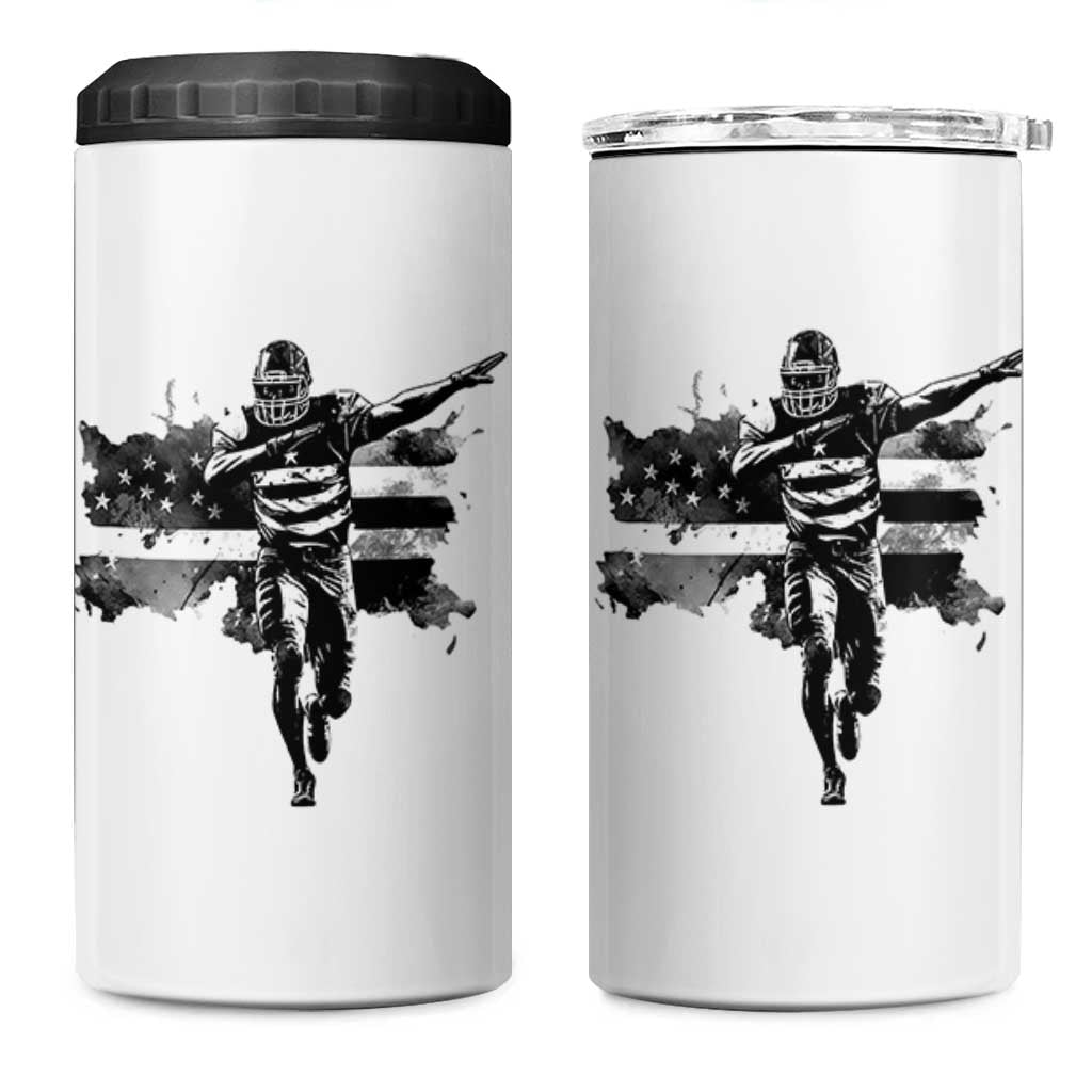 Patriotic Football Dab 4 in 1 Can Cooler Tumbler American Flag Sports Fan Gift - Wonder Print Shop
