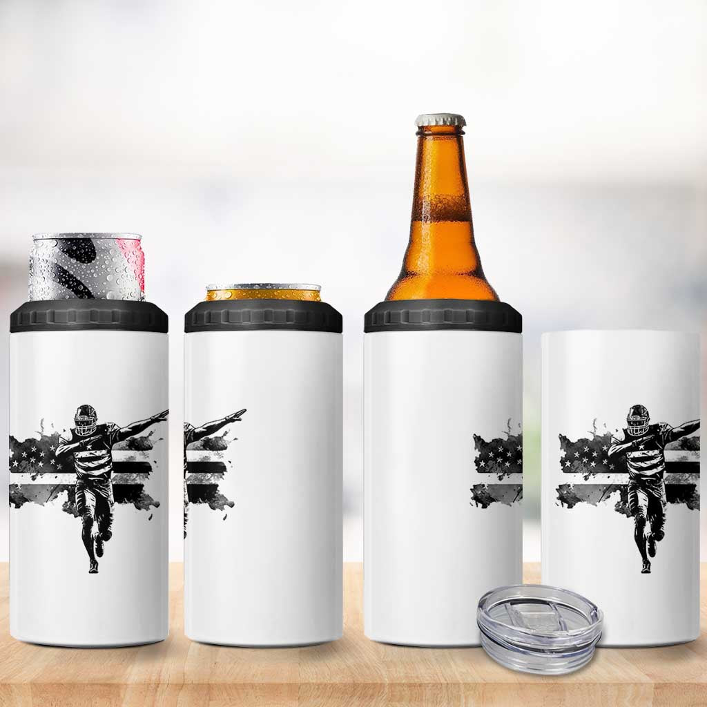Patriotic Football Dab 4 in 1 Can Cooler Tumbler American Flag Sports Fan Gift - Wonder Print Shop