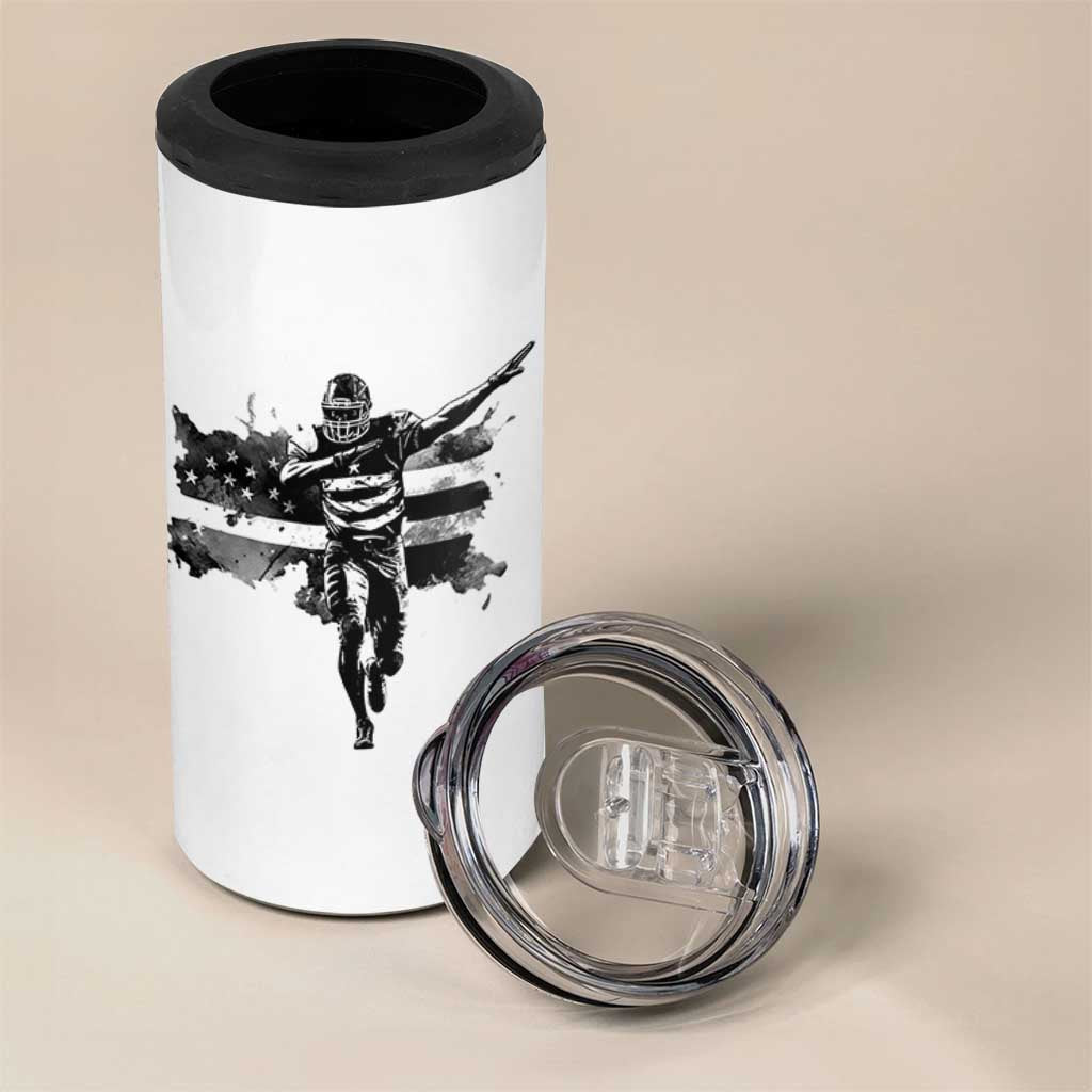 Patriotic Football Dab 4 in 1 Can Cooler Tumbler American Flag Sports Fan Gift - Wonder Print Shop