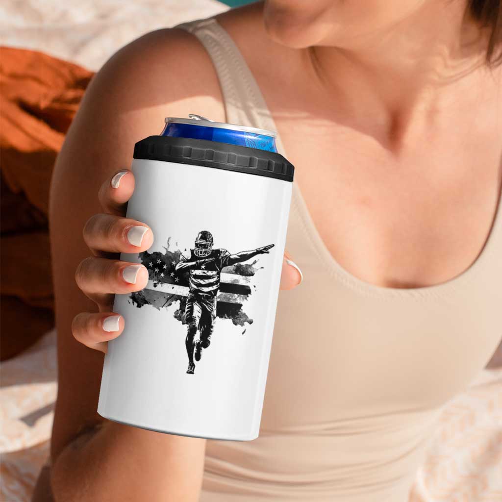 Patriotic Football Dab 4 in 1 Can Cooler Tumbler American Flag Sports Fan Gift - Wonder Print Shop