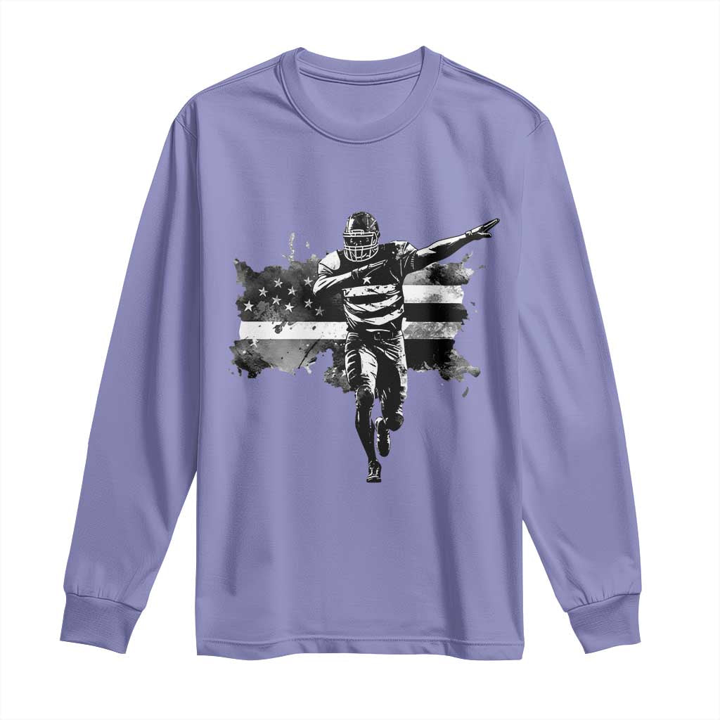 Patriotic Football Dab Long Sleeve Shirt American Flag Sports Fan Gift - Wonder Print Shop