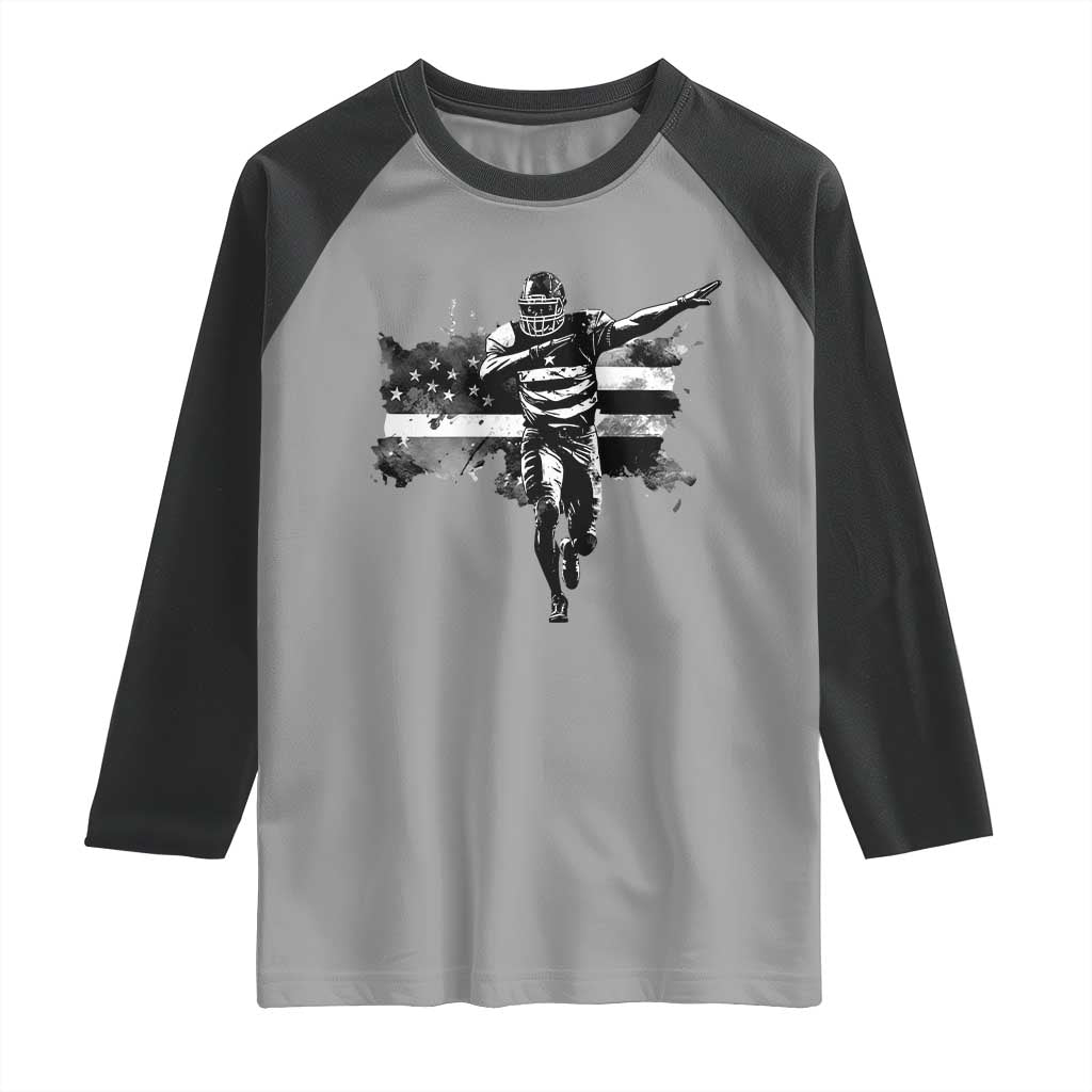 Patriotic Football Dab Raglan Shirt American Flag Sports Fan Gift - Wonder Print Shop