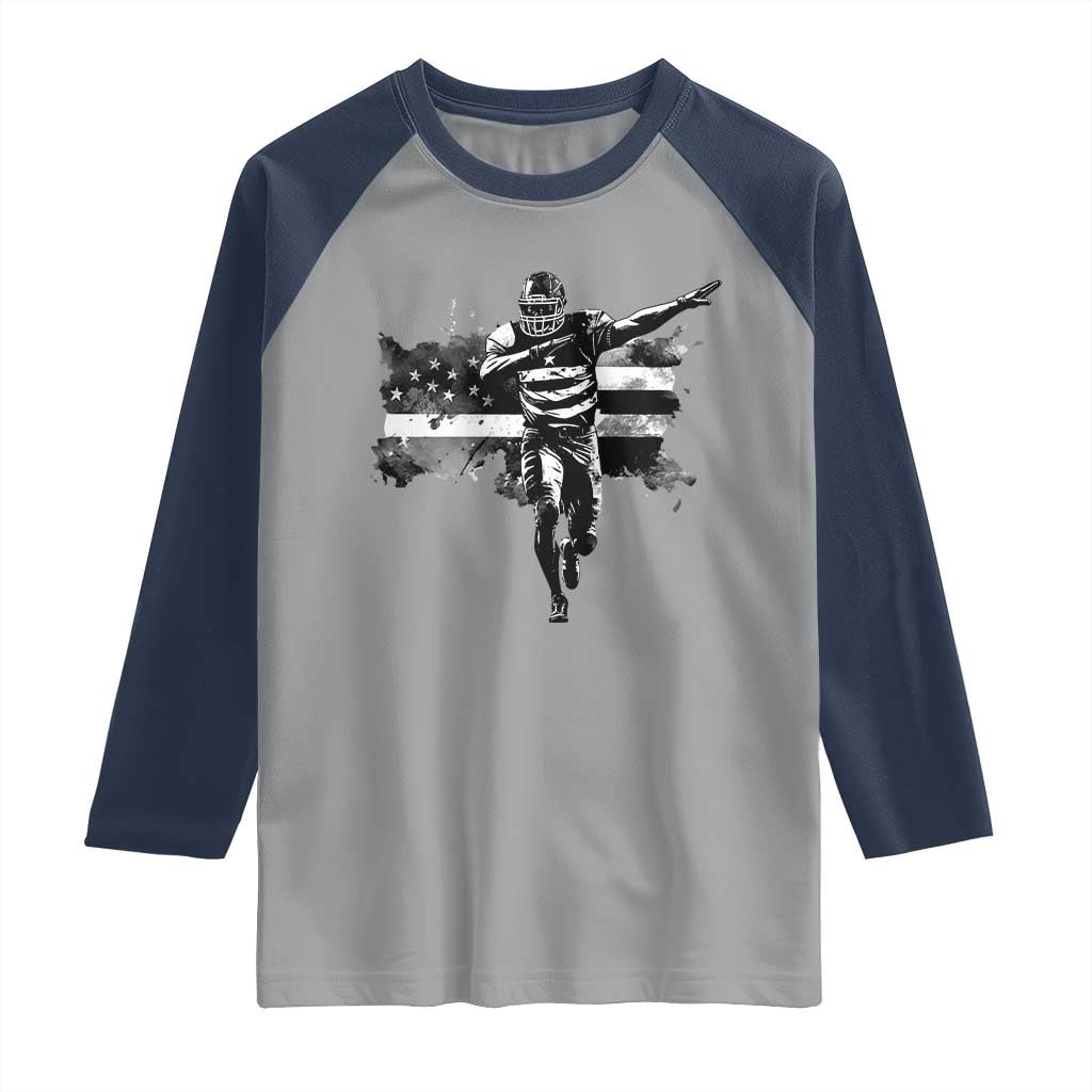 Patriotic Football Dab Raglan Shirt American Flag Sports Fan Gift - Wonder Print Shop