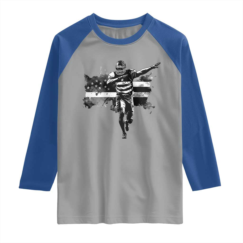 Patriotic Football Dab Raglan Shirt American Flag Sports Fan Gift - Wonder Print Shop