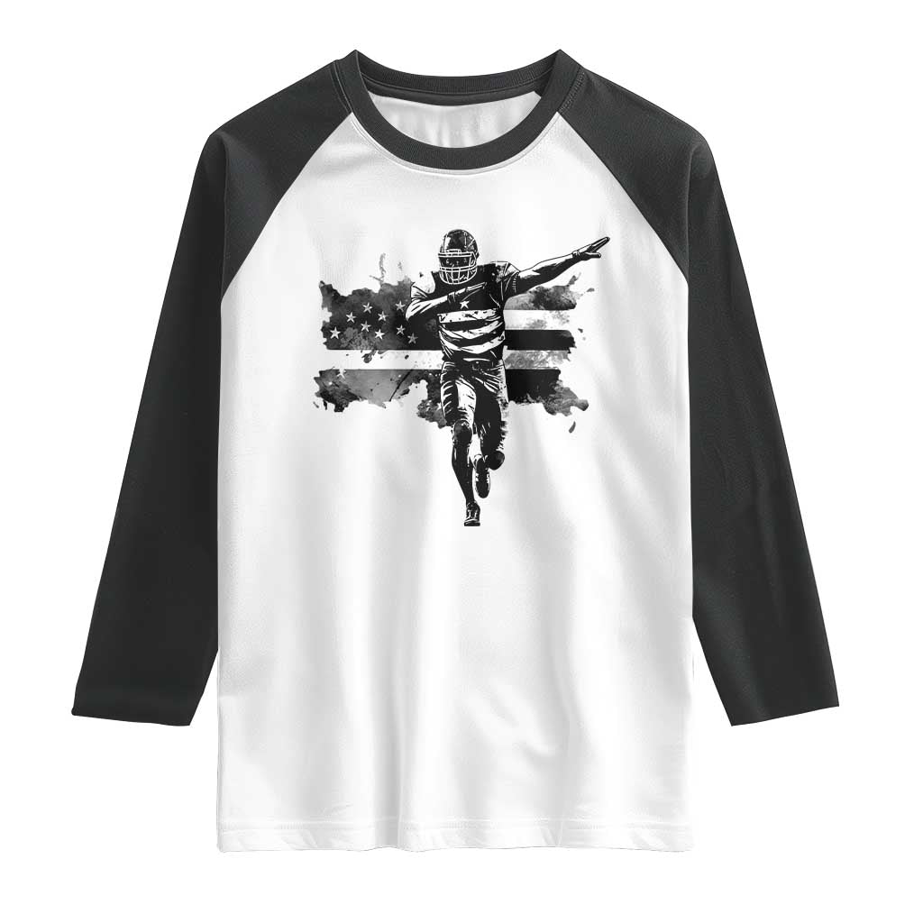 Patriotic Football Dab Raglan Shirt American Flag Sports Fan Gift - Wonder Print Shop