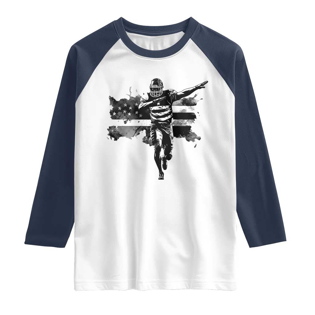 Patriotic Football Dab Raglan Shirt American Flag Sports Fan Gift - Wonder Print Shop
