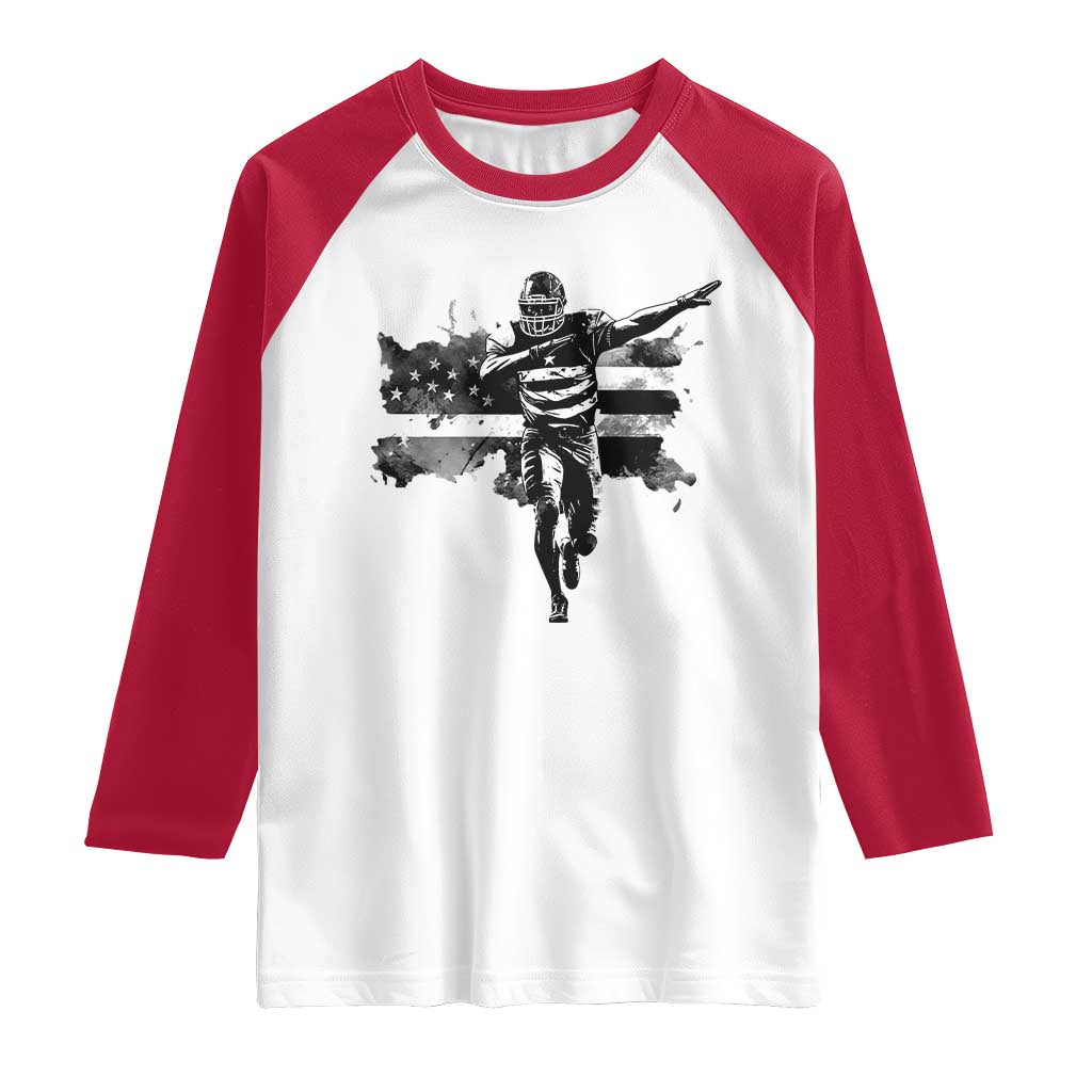 Patriotic Football Dab Raglan Shirt American Flag Sports Fan Gift - Wonder Print Shop
