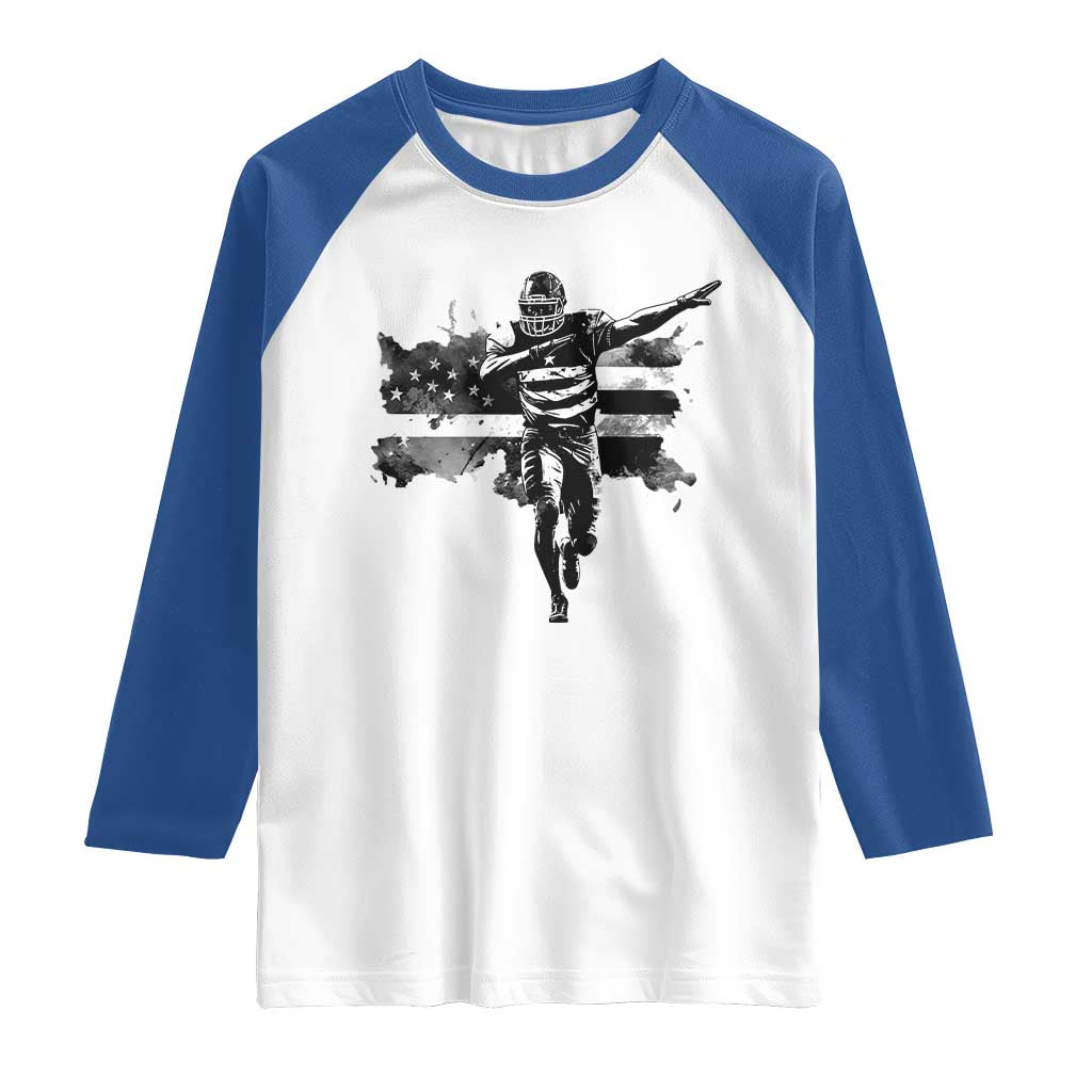 Patriotic Football Dab Raglan Shirt American Flag Sports Fan Gift - Wonder Print Shop