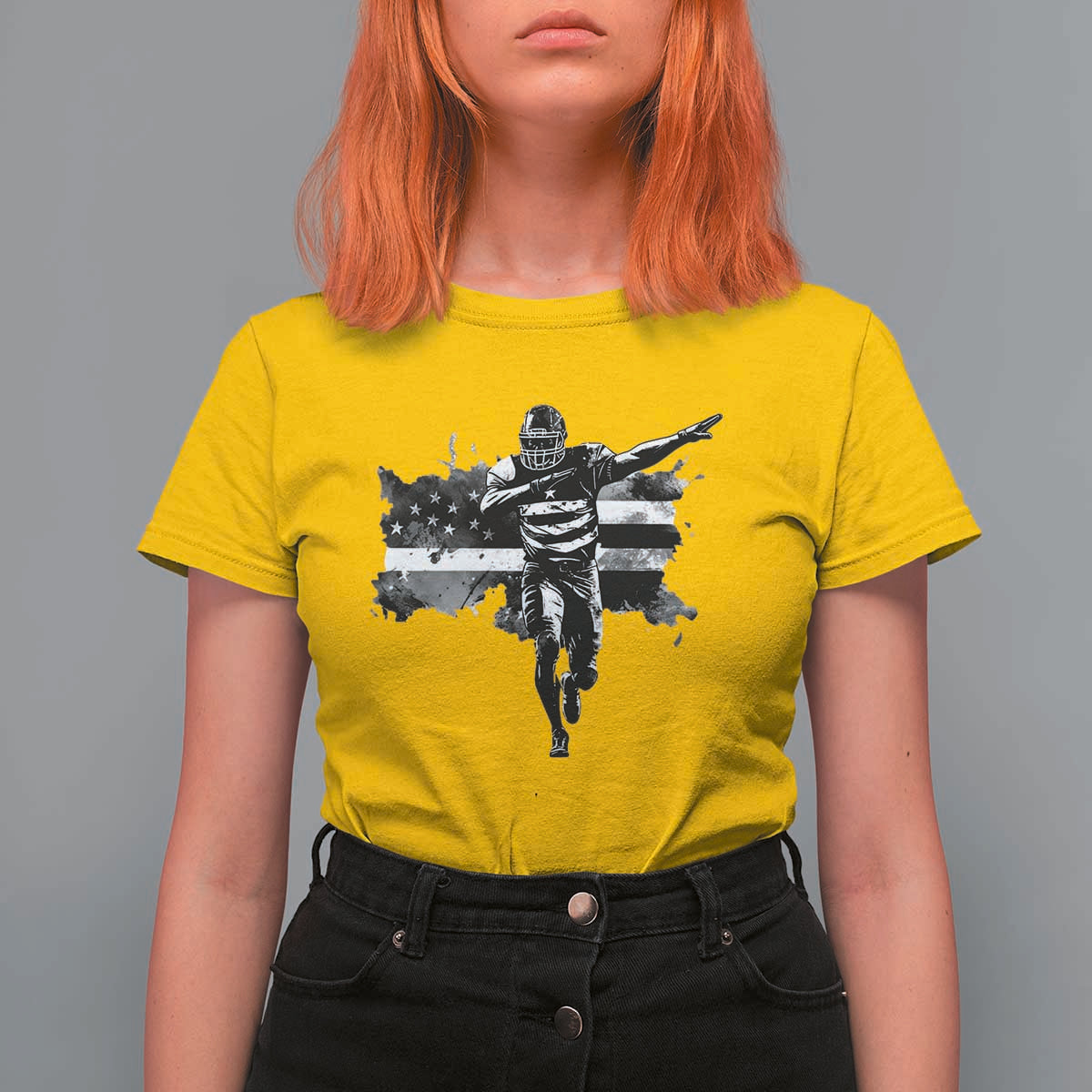 Patriotic Football Dab T Shirt For Women American Flag Sports Fan Gift - Wonder Print Shop