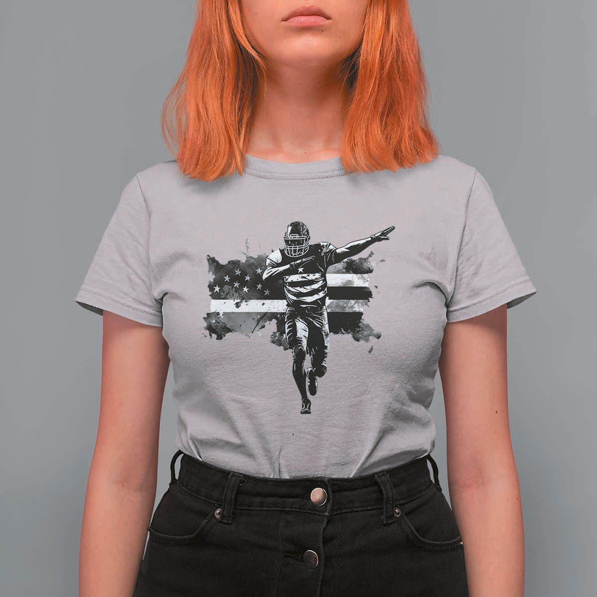 Patriotic Football Dab T Shirt For Women American Flag Sports Fan Gift - Wonder Print Shop