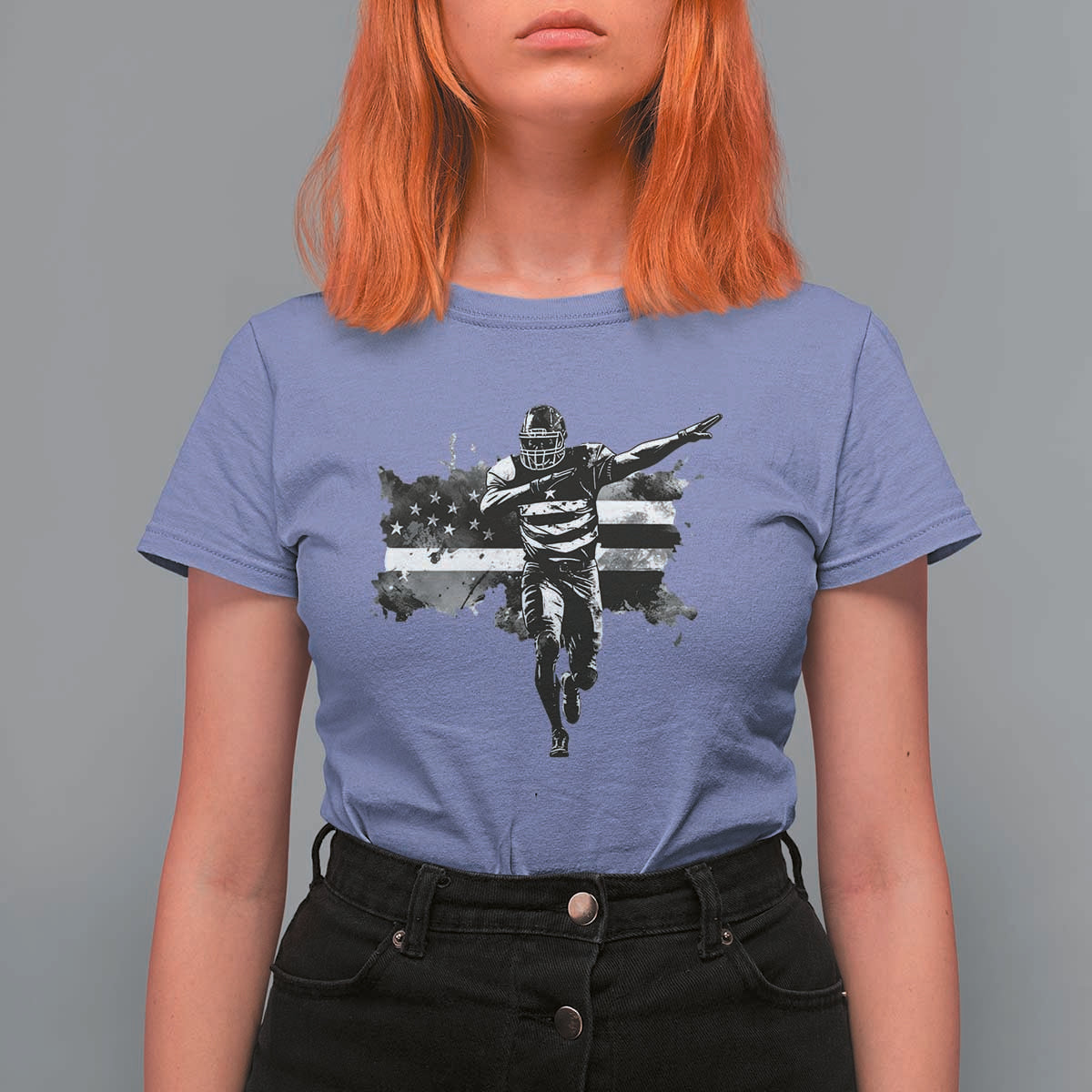 Patriotic Football Dab T Shirt For Women American Flag Sports Fan Gift - Wonder Print Shop