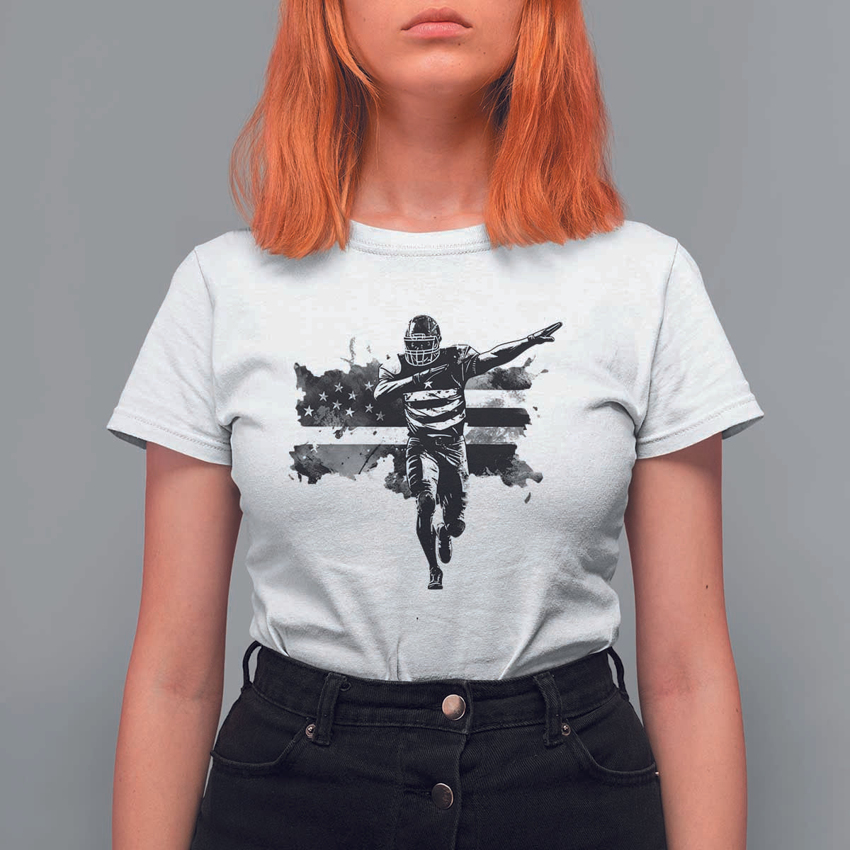Patriotic Football Dab T Shirt For Women American Flag Sports Fan Gift - Wonder Print Shop