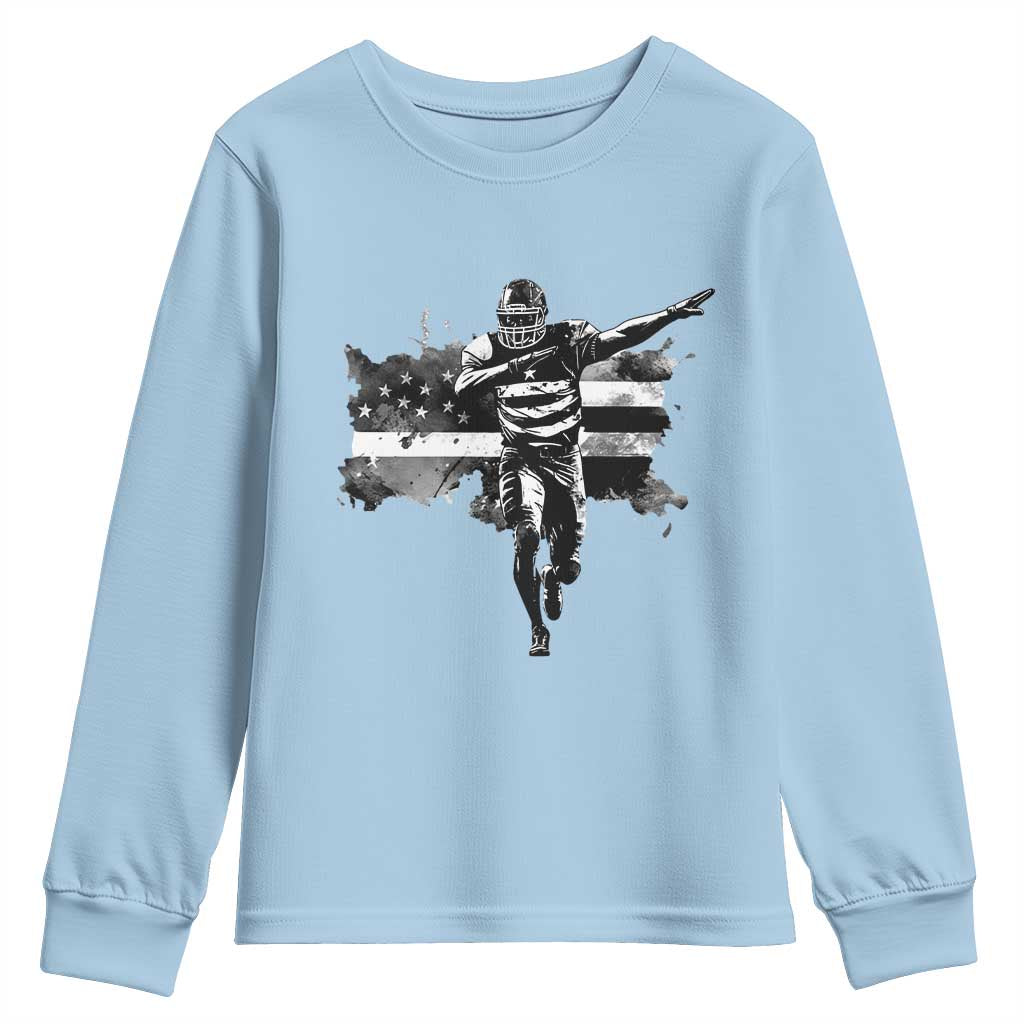 Patriotic Football Dab Youth Sweatshirt American Flag Sports Fan Gift - Wonder Print Shop