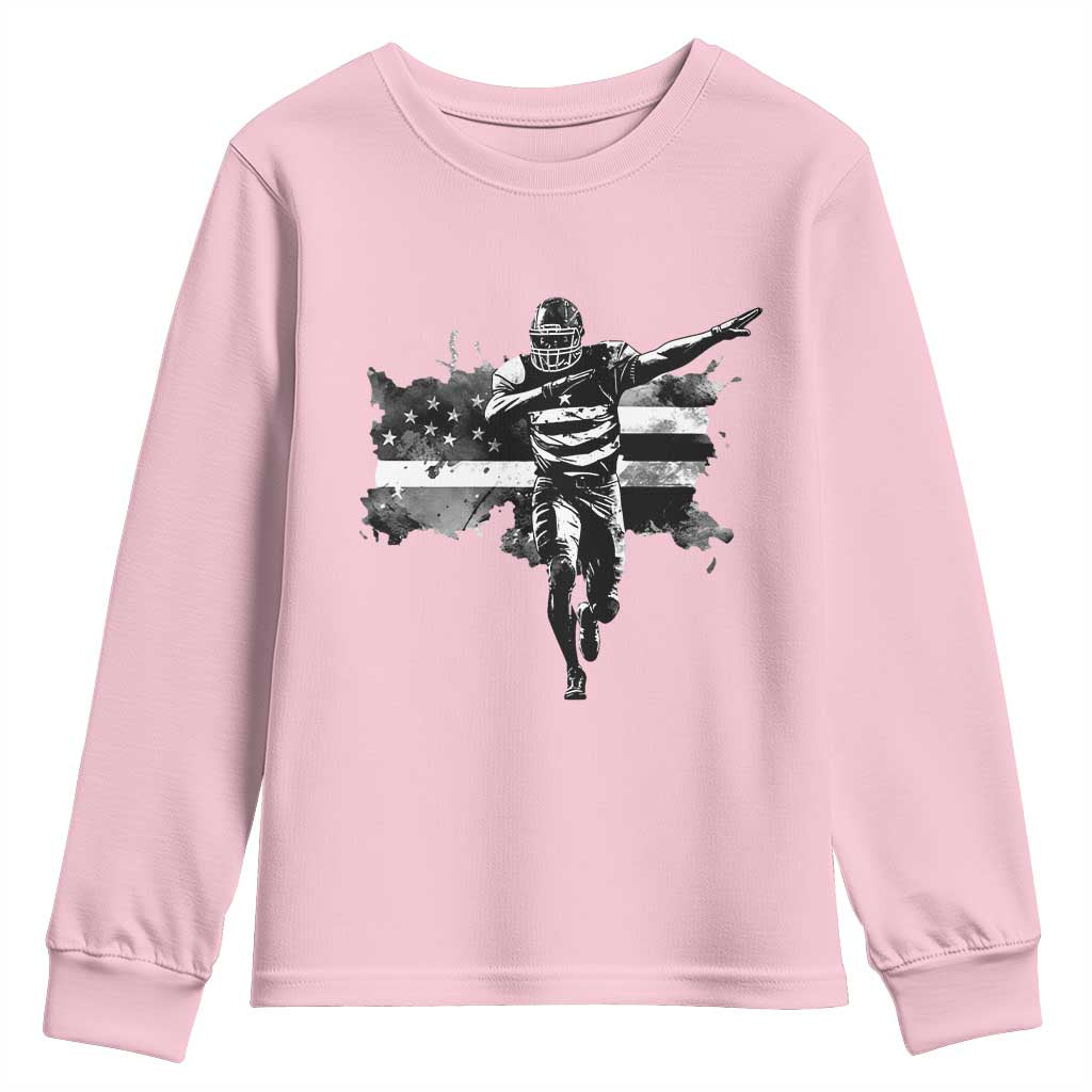 Patriotic Football Dab Youth Sweatshirt American Flag Sports Fan Gift - Wonder Print Shop