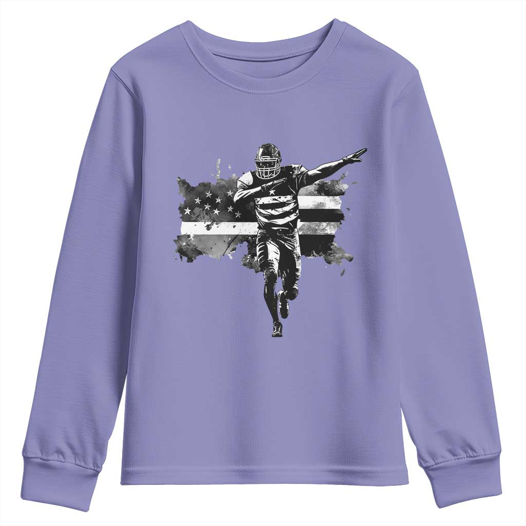 Patriotic Football Dab Youth Sweatshirt American Flag Sports Fan Gift - Wonder Print Shop