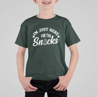 Funny Football Lover T Shirt For Kid Im Just Here For The Snacks - Wonder Print Shop