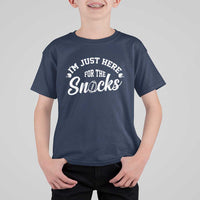 Funny Football Lover T Shirt For Kid Im Just Here For The Snacks - Wonder Print Shop