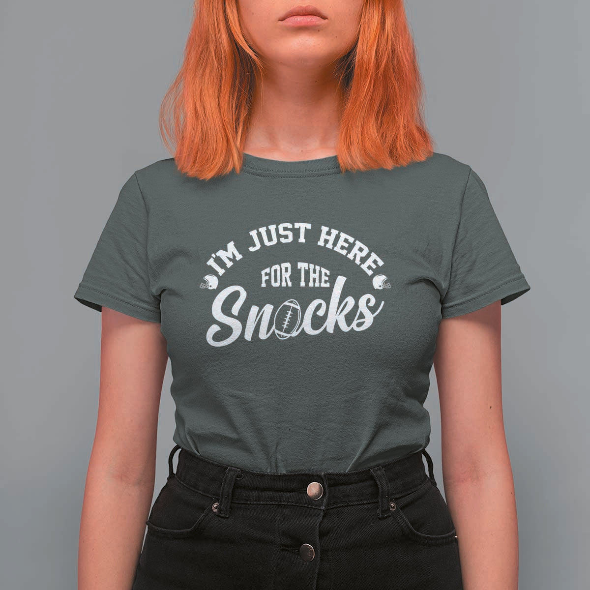 Funny Football Lover T Shirt For Women Im Just Here For The Snacks - Wonder Print Shop
