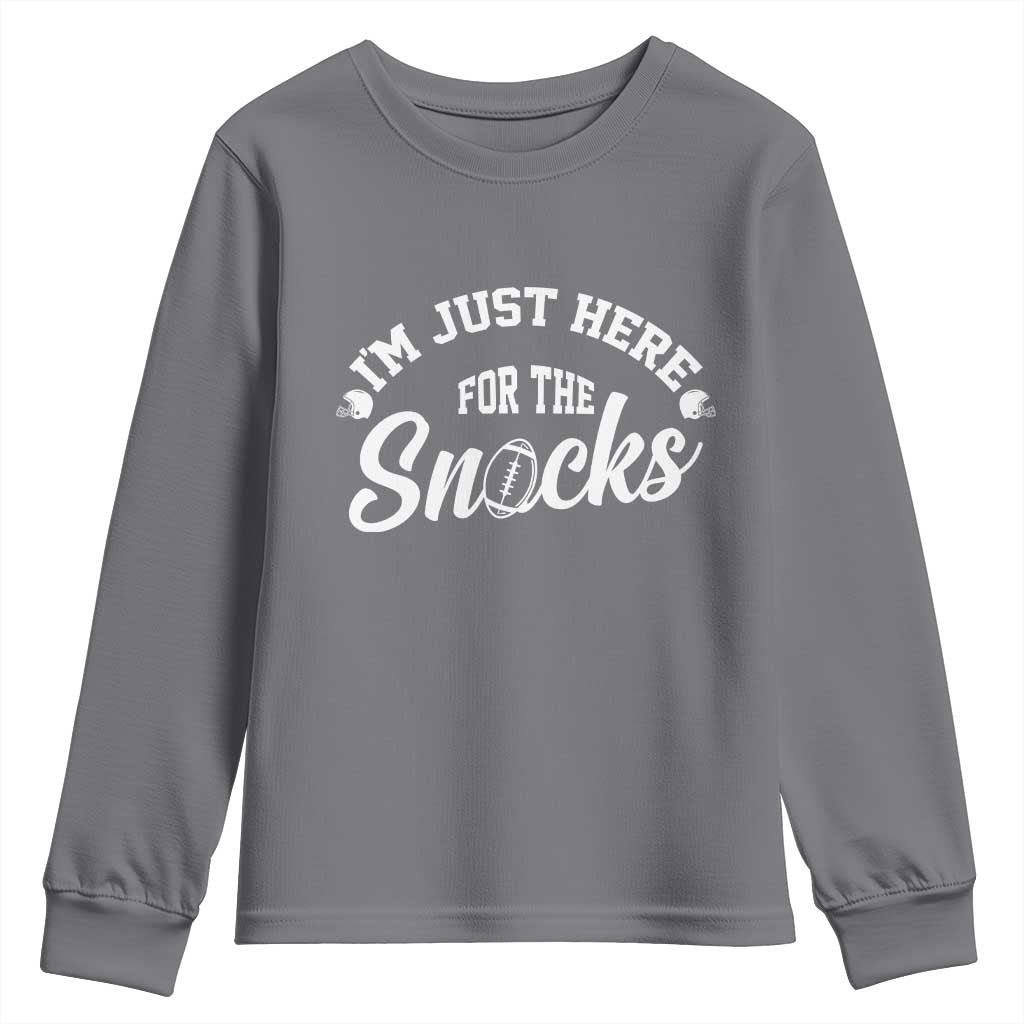 Funny Football Lover Youth Sweatshirt Im Just Here For The Snacks - Wonder Print Shop