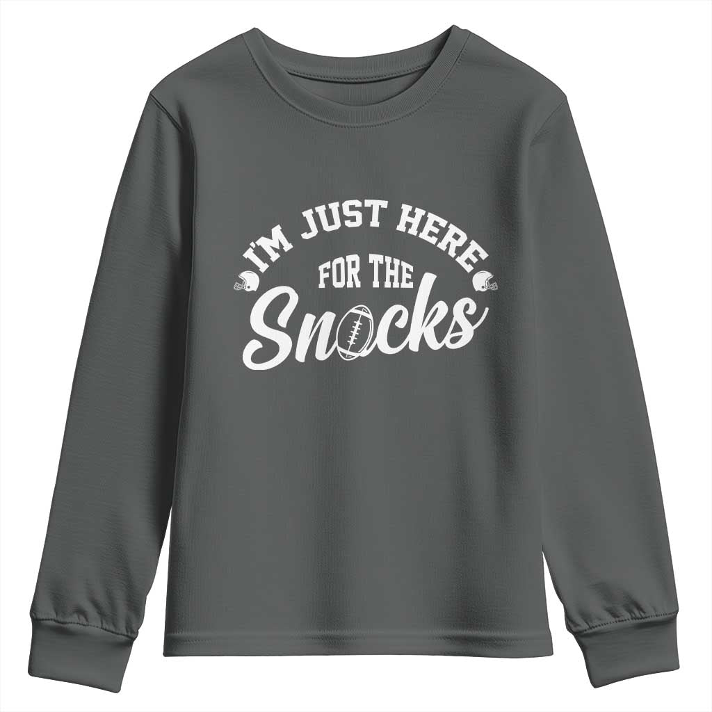 Funny Football Lover Youth Sweatshirt Im Just Here For The Snacks - Wonder Print Shop