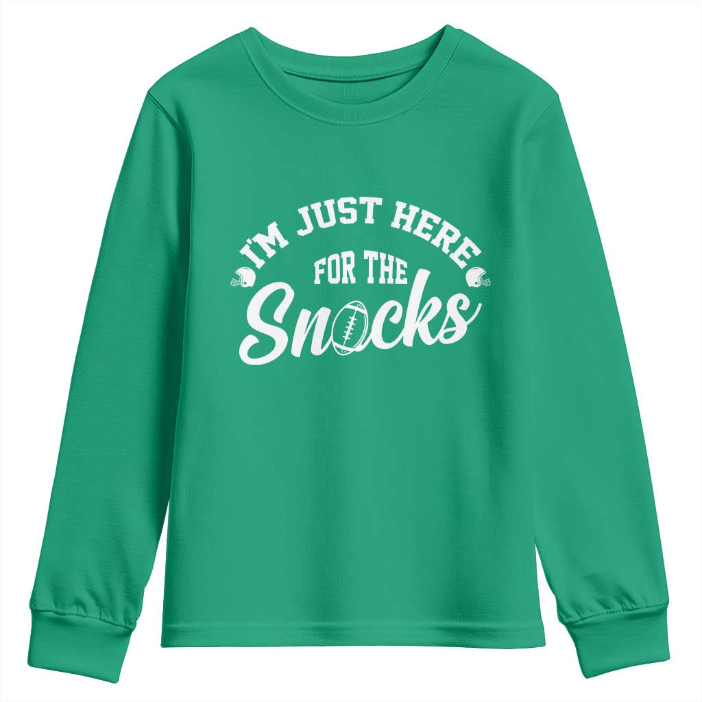 Funny Football Lover Youth Sweatshirt Im Just Here For The Snacks - Wonder Print Shop