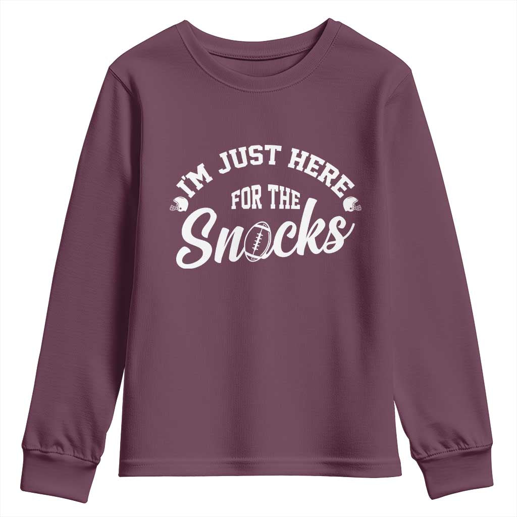Funny Football Lover Youth Sweatshirt Im Just Here For The Snacks - Wonder Print Shop