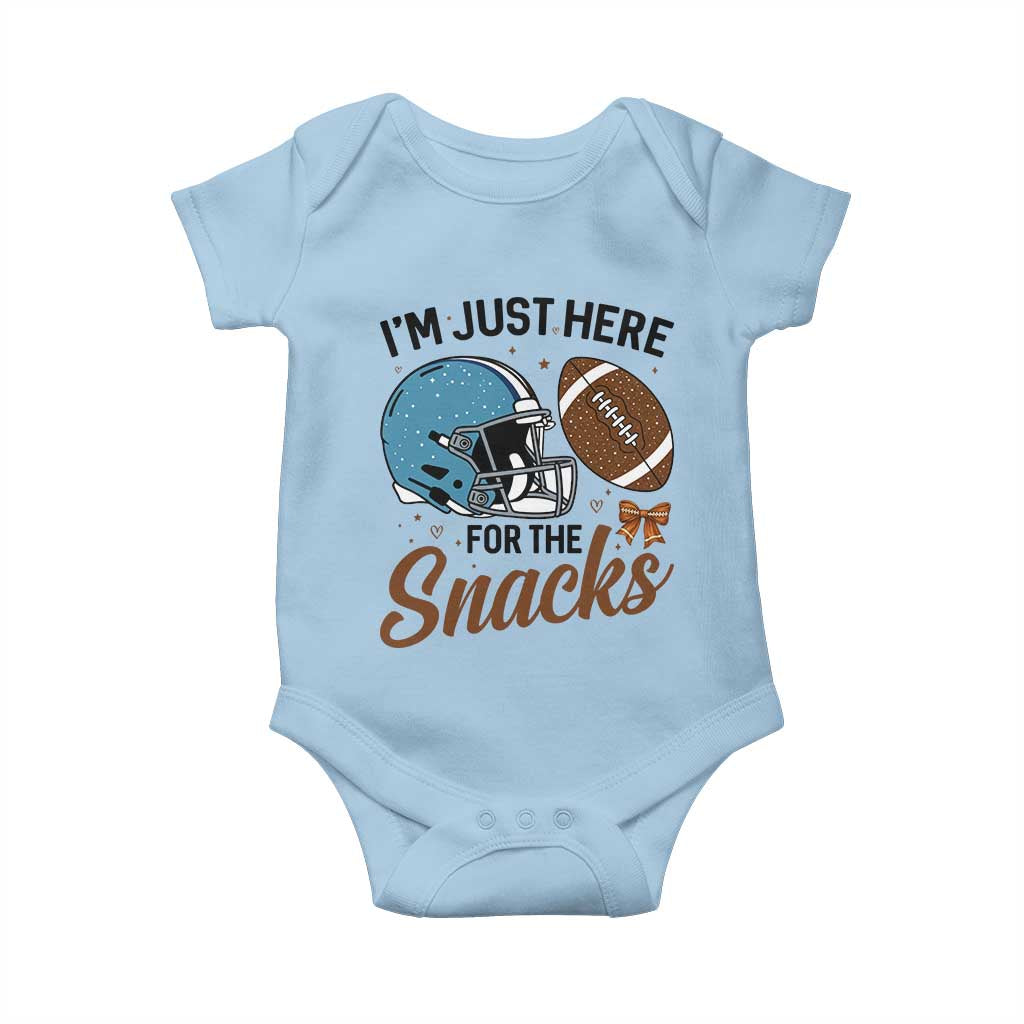 Im Just Here For The Snacks Baby Onesie Bow Football Lover - Wonder Print Shop