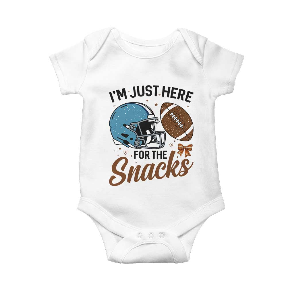 Im Just Here For The Snacks Baby Onesie Bow Football Lover - Wonder Print Shop