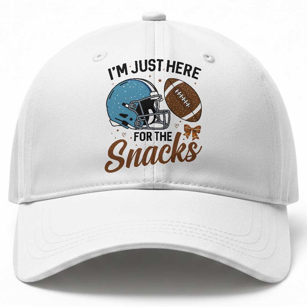 Im Just Here For The Snacks Baseball Cap Bow Football Lover