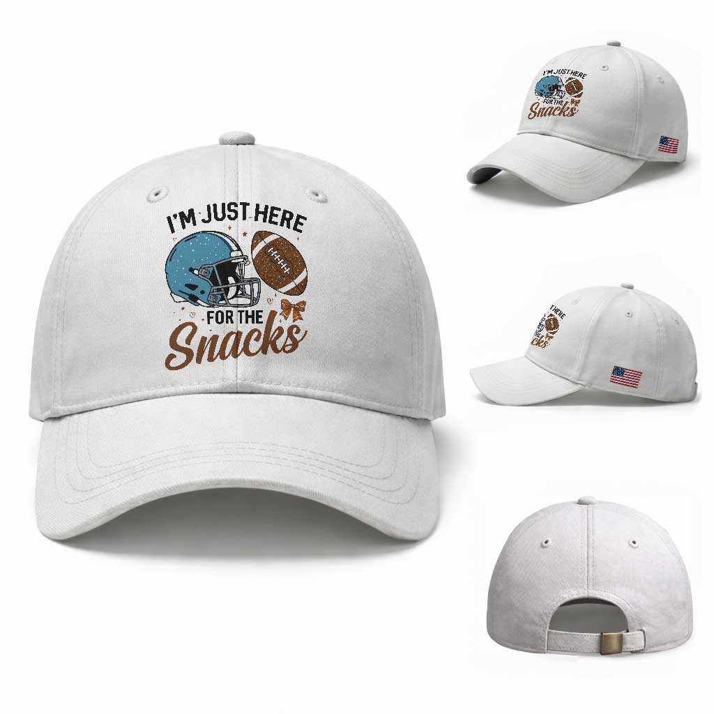 Im Just Here For The Snacks Baseball Cap Bow Football Lover
